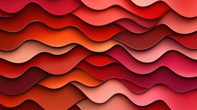 Colorful Waves of Paper Layers in Shades of Red and Pink Tones