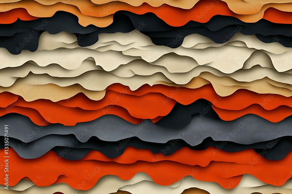 Aufkleber Colorful Layers Abstract Background with Dynamic Textured Waves Pattern