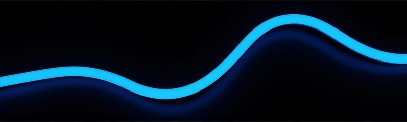 Obraz premium Glowing blue neon wave on black background, modern aesthetics