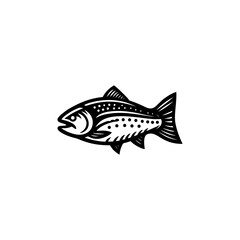 Salmon Silhouette Vector Logo Icon.