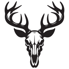 Deer head skull vector Silhouette
