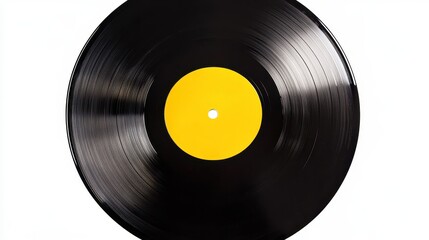 Obraz premium Black Vinyl LP with Vibrant Yellow Label