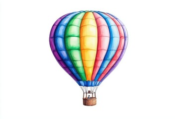 Naklejka premium Vibrant Watercolor Hot Air Balloon Floating in a Bright Sky
