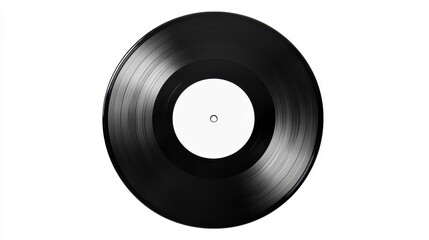 Fototapeta premium Minimalist Black Vinyl Record on White Background