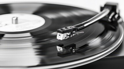 Vintage LP on Turntable, Perfectly Balanced and Captured