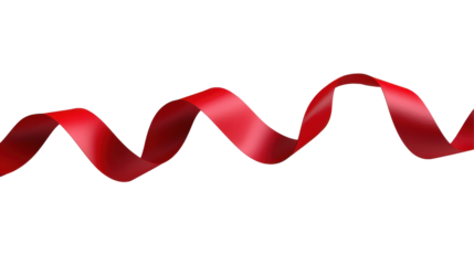 A vibrant red ribbon gracefully swirls across a sleek background, perfect for festive celebrations.