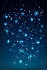 Fototapeta premium Starry night sky with constellations and bright celestial bodies illuminating the dark blue backdrop