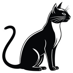 Siamese Cat silhouettes and icons. Black flat color simple elegant white background Siamese Cat animal vector and illustration.