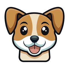 A cute brown cartoon puppy vector illustration, happy and isolated