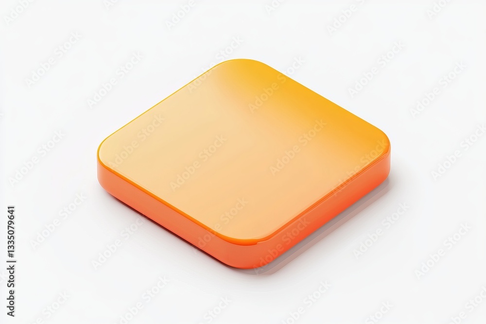 Poster abstract orange square button modern design element glossy 3d render digital graphic resource clean 