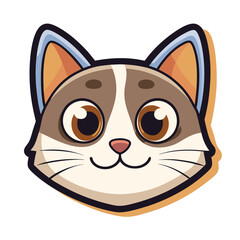 A cute cat vector illustration face with big eyes and a sweet smile