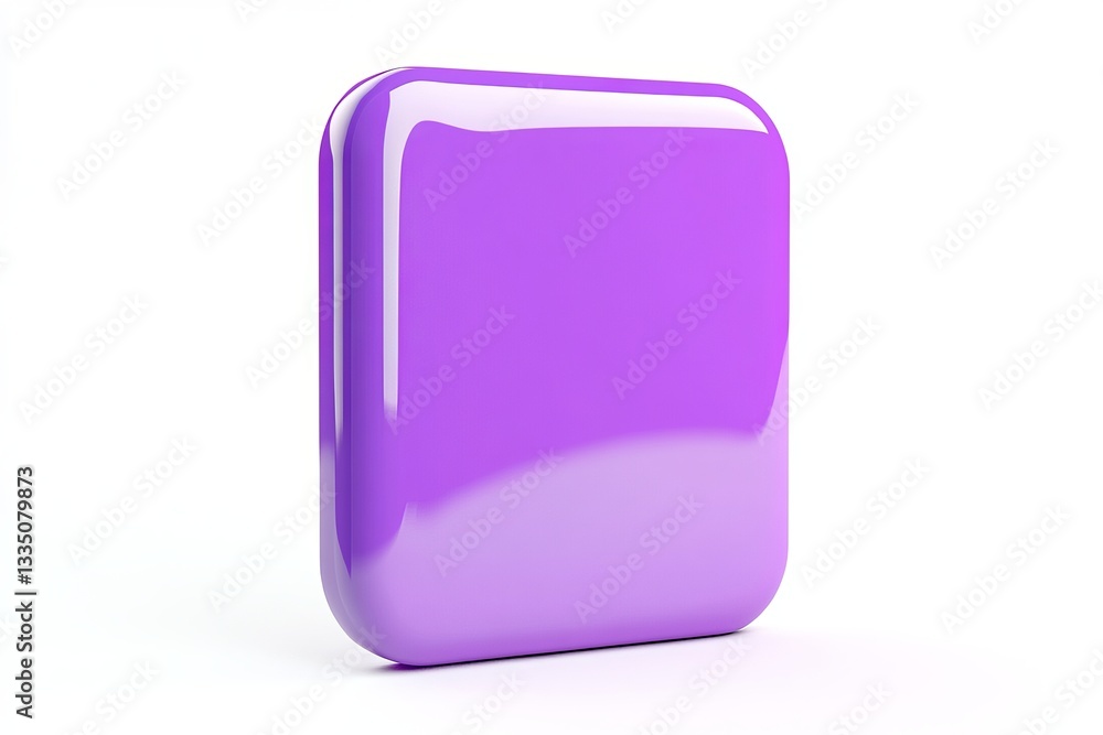 Poster glossy purple square button digital interface element modern design app icon website graphic user in