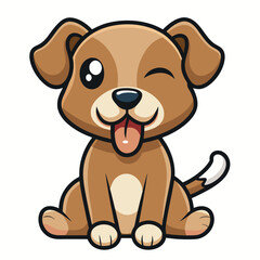 Fototapeta premium A cute brown cartoon puppy vector illustration shows a playful animal with a short tail
