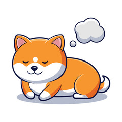 Cute Shiba Inu Dog Sleeping 