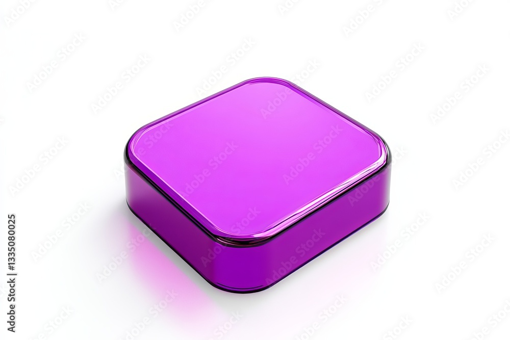Poster shiny purple square button digital element modern interface design glossy purple square icon realist