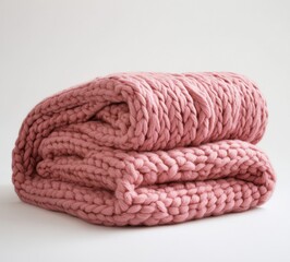Soft Pink Knit Throw Blanket