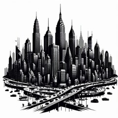 Naklejka premium cityscape silhouettes vector illustration