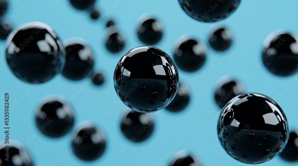 Poster an intimate view of a molecular structure, emphasizing interconnected atoms bathed in striking blue 