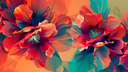 beautiful latest digital textile design flowers and leaves for printing