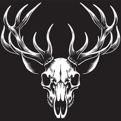 Deer head skull vector Silhouette