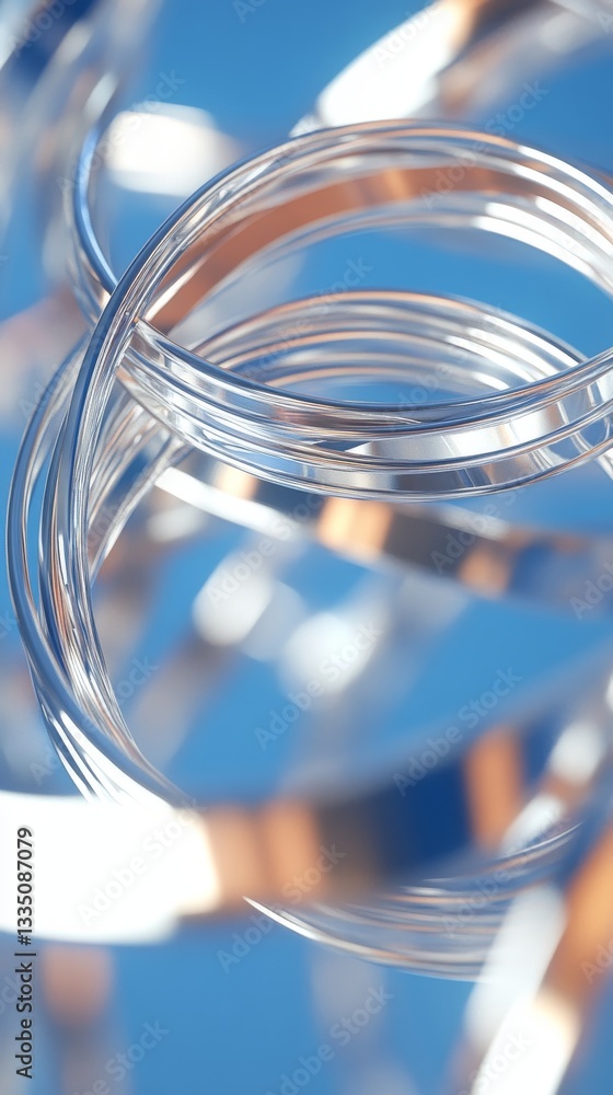 Poster a close-up view of sparkling water strands with a hazy, luminous background, emphasizing the fluidit