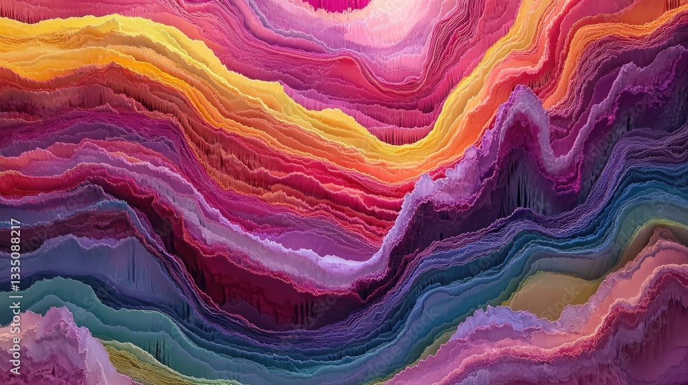 Poster a breathtaking swirl of neon color waves dynamically mixing in a striking abstract scene.