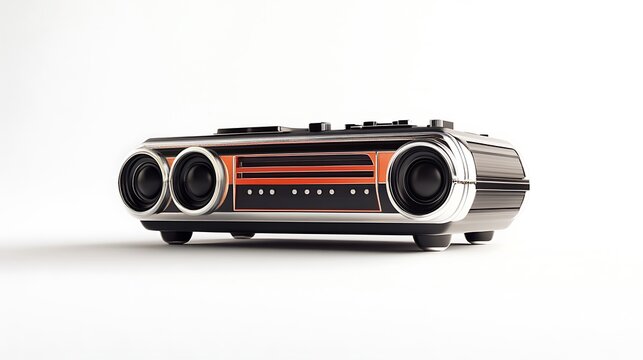 A vintage retro style audio device against a white background - Powered by Adobe