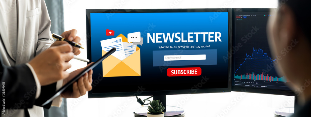 Aufkleber newsletter signup page on computer for customer to subscribe brisk newsletter update information to 