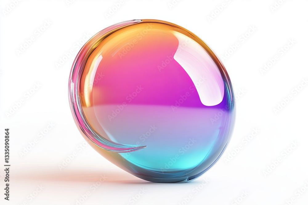 Poster abstract colorful glass orb gradient shiny smooth reflection modern design element digital art backg