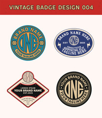 Vintage badge logo design template with a monogram and the text editable for clothing and apparel