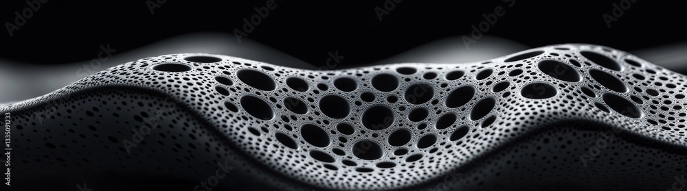 Poster an up-close view of a surface with varied circular indentations, possibly containing moisture or dro