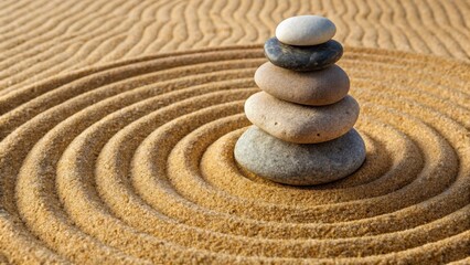 Ancient stones stacked on raked sand, creating a natural mosaic, fossil, raked, fossil,raked,beachy