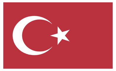 Vector Illustration of the Flag of Turkey Featuring a Red Background with a White Crescent and Star, Symbolizing Turkish National Pride