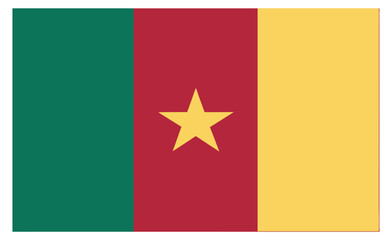 Vector Illustration of the Flag of Cameroon Featuring Green, Red, and Yellow Vertical Stripes with a Star in the Center
