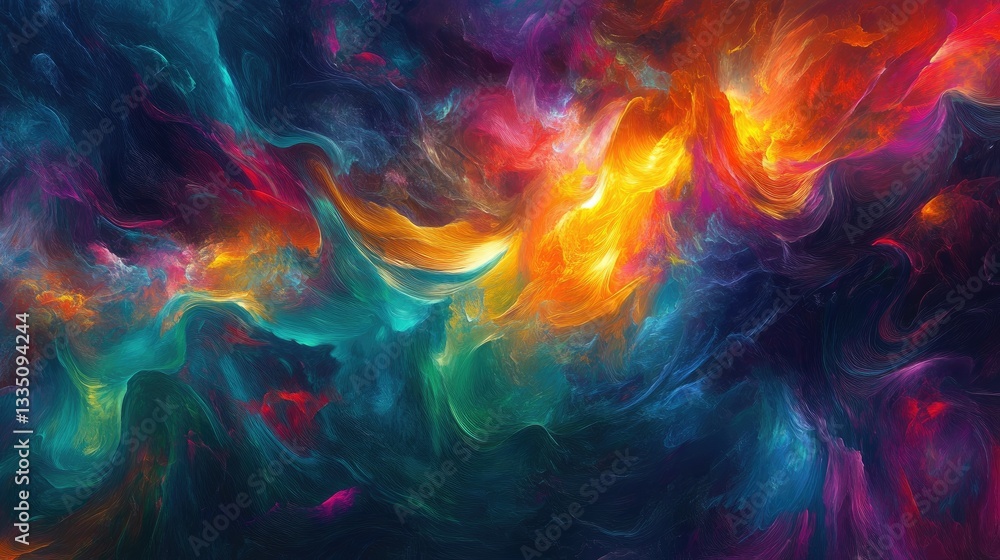 Aufkleber a chaotic, yet harmonious blend of color streams intertwining in an abstract digital artwork.