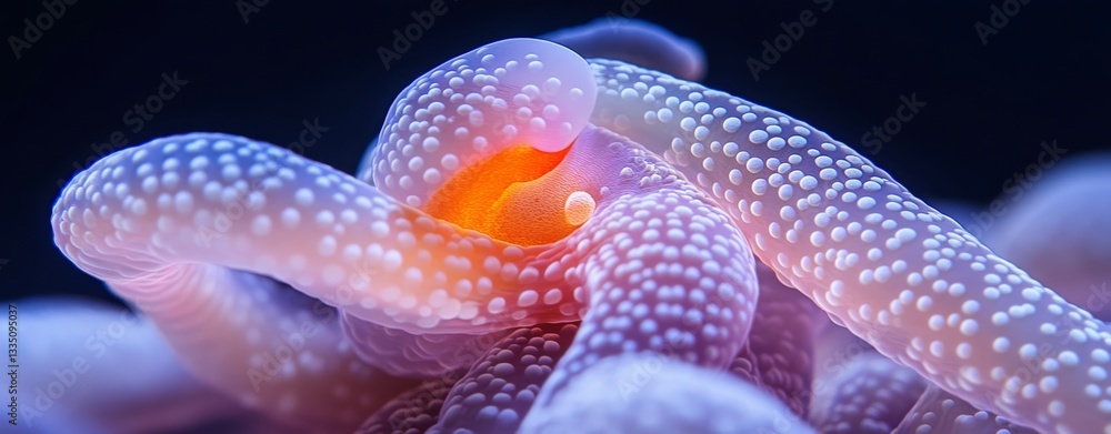 Poster a dynamic close-up of colorful coral polyps, emphasizing their delicate forms and brilliant shades a