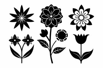 Fototapeta premium flower icon set line art silhouette vector illustration