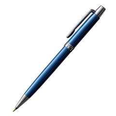 Elegant Blue Pen with Silver Accents on Black Background Professional Writing Instrument