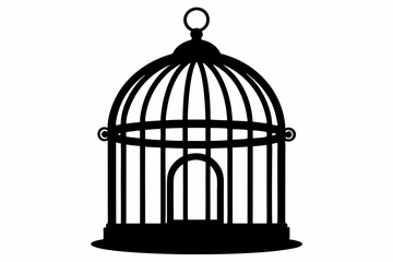 bird cage line art silhouette vector illustration