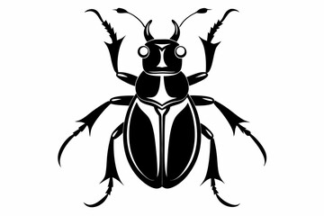 bombardier beetle line art silhouette vector illustration