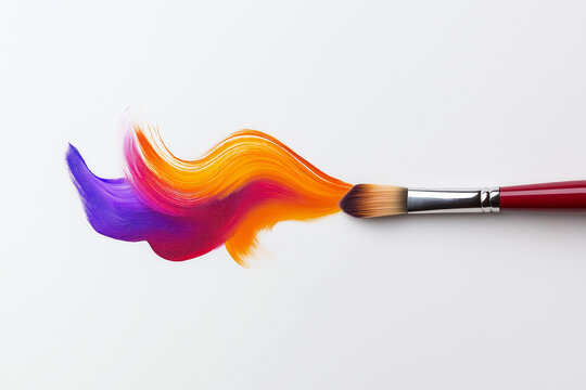 Vibrant paint strokes created with brush on smooth surface