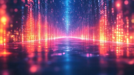 Digital pathway with vibrant light effects