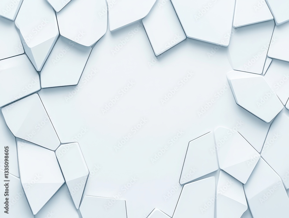 Aufkleber abstract white geometric background with broken shapes creating a central space