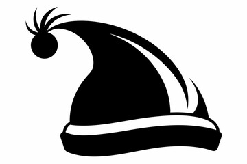 christmas hat line art silhouette vector illustration
