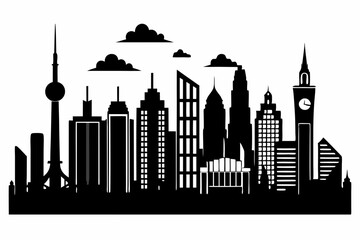 Fototapeta premium city skyline set line art silhouette vector illustration