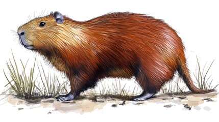 Red Capybara: A Detailed Illustration of a South American Rodent