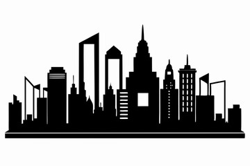 Obraz premium city skyline set line art silhouette vector illustration