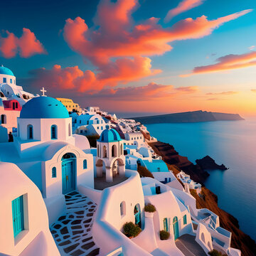 Onia at sunset Santorini