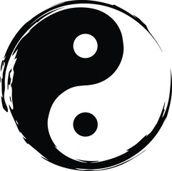 Vector black and white yin and yang symbols isolated on a white background.