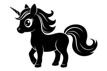 cute unicorn line art silhouette vector illustration